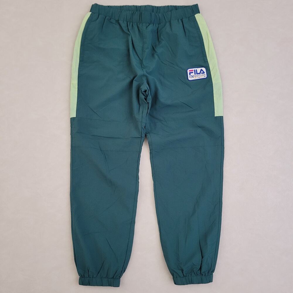 Vintage Fila Track Pants Mens L Teal Expedition Nylon Joggers Retro - Picture 2 of 12
